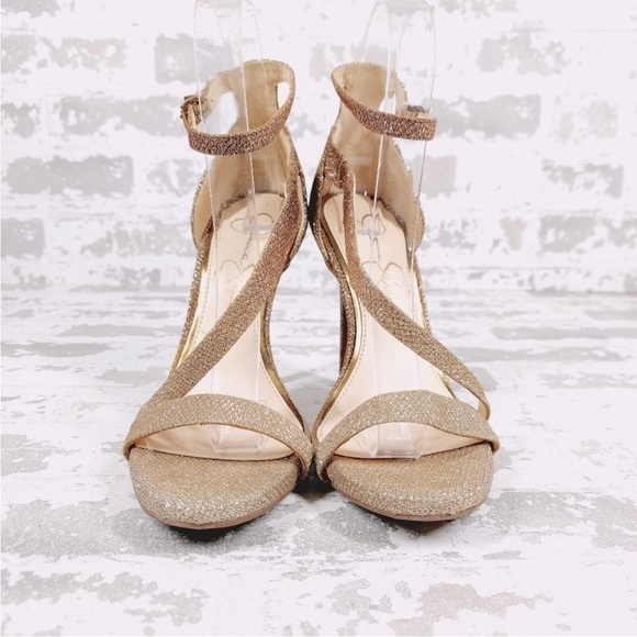 Jessica Simpson Shoes - Jessica Simpson Ombré Gold Open Toe Ankle Strap High Heel Stilettos